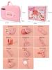 Children Pretend Play Pink Makeup Bag Wooden Play House Toys Simulation Girl Make Up Set Dressing Table Cosmetics Toys Gift