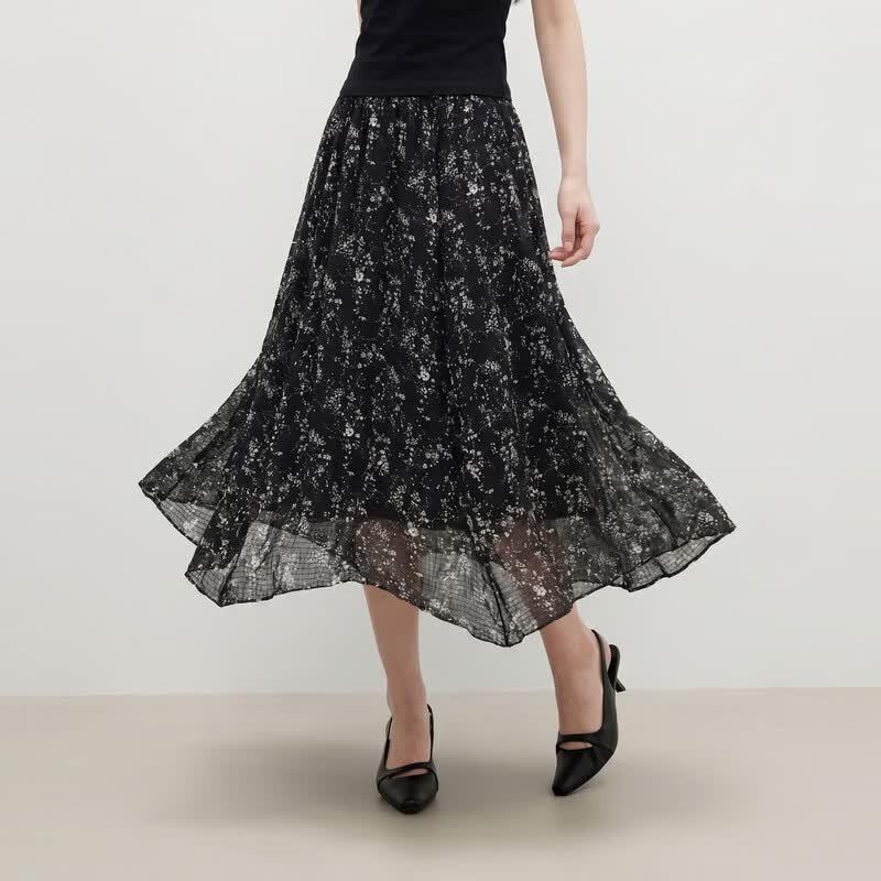 Women s Floral Chiffon A-Line Maxi Skirt S
