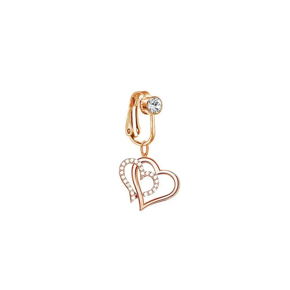 Zircon Earring Clip Faux Piercing Cartilage Clip Fake Belly Rings Navel Clip on Belly Button Rings Body Jewelry