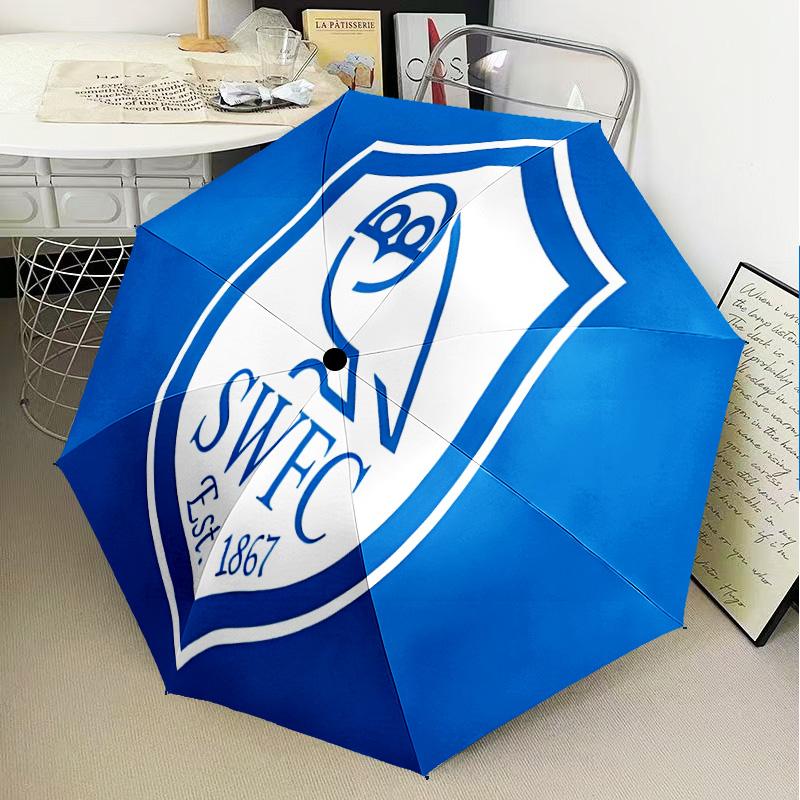 Blue Sheffield With Owl Automatic Folding Umbrella - 8-Rib Travel Umbrella with Auto Open/Close & Portable Gifts for Holidays or Birthdays