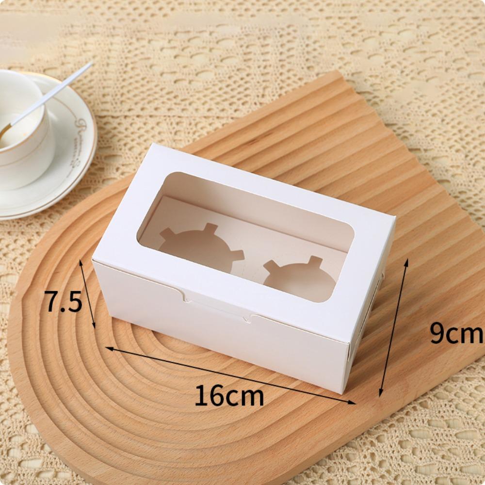 

10 шт. Прозрачная коробка для выпечки с окошком, упаковочная коробка на 1/2/4/6 отверстий, коробка для торта на день рождения, свадьбу White-2 Holes