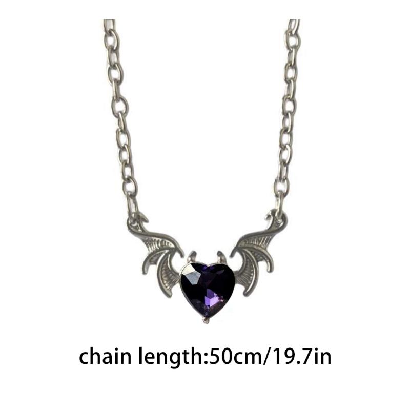 Gothic Heart Devil Wing Pendant Necklaces Love Pendant Chokers Alloy Material Party Jewelry Gift for Women Girlfriends