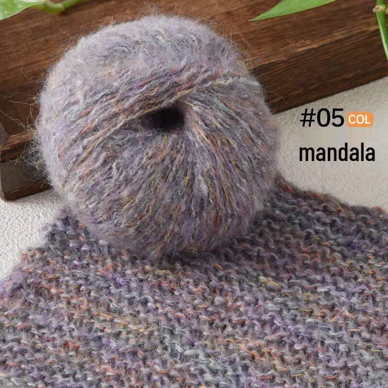 Hand-Knitted Colorful Mohair Scarf, Sweater, Hat – Seven-Color Fine Spinning Yarn