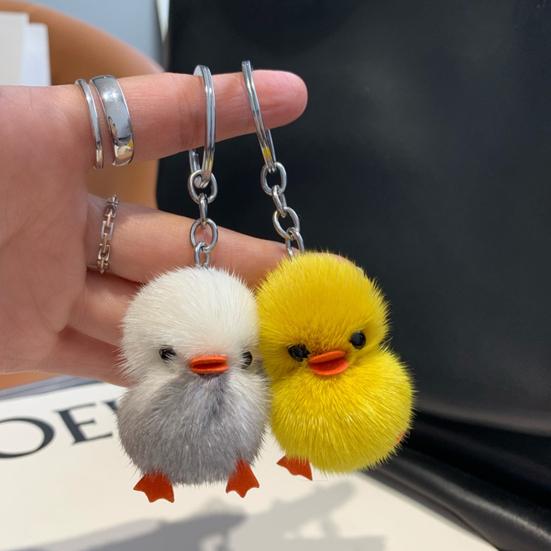 Keychain Soft Plush Duck Shape Portable Anti-Lost Key Holder Mobile Phone Chain Bag Hanger Backpacks Suitcases Hanging