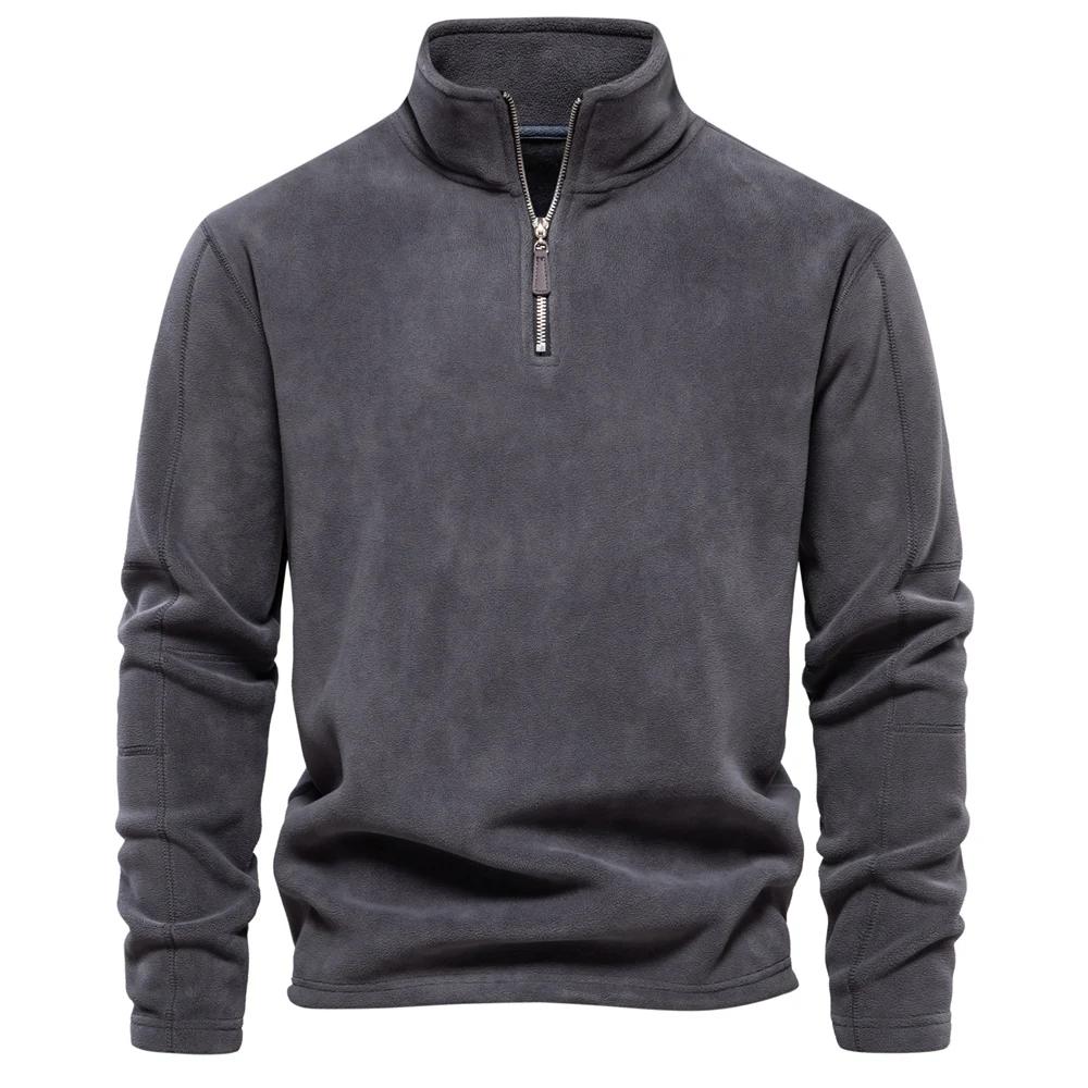 STORN Mens Thicken Warm Fleece Sweatshirt Jacket Quarter Zipper Mock Neck Pullover Men's Sweatshirt Soft Shell Mens Jacket