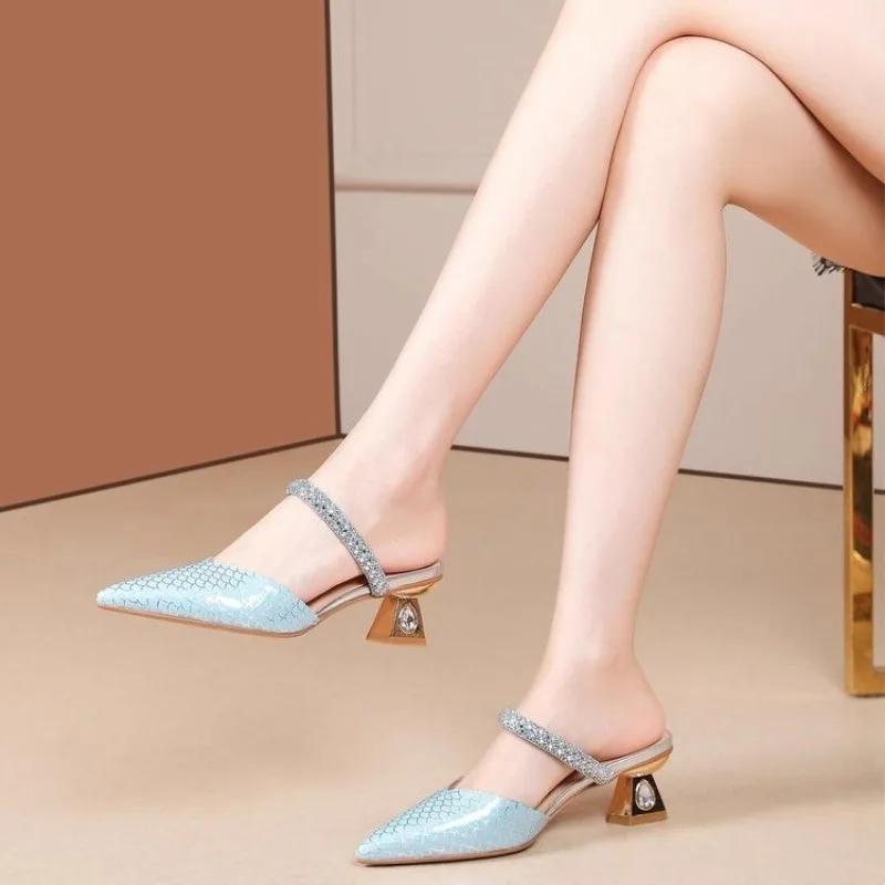 New Summer Sequins Decoration Women's Slippers Banquet Party Details Professional Comfort Women's Pump
