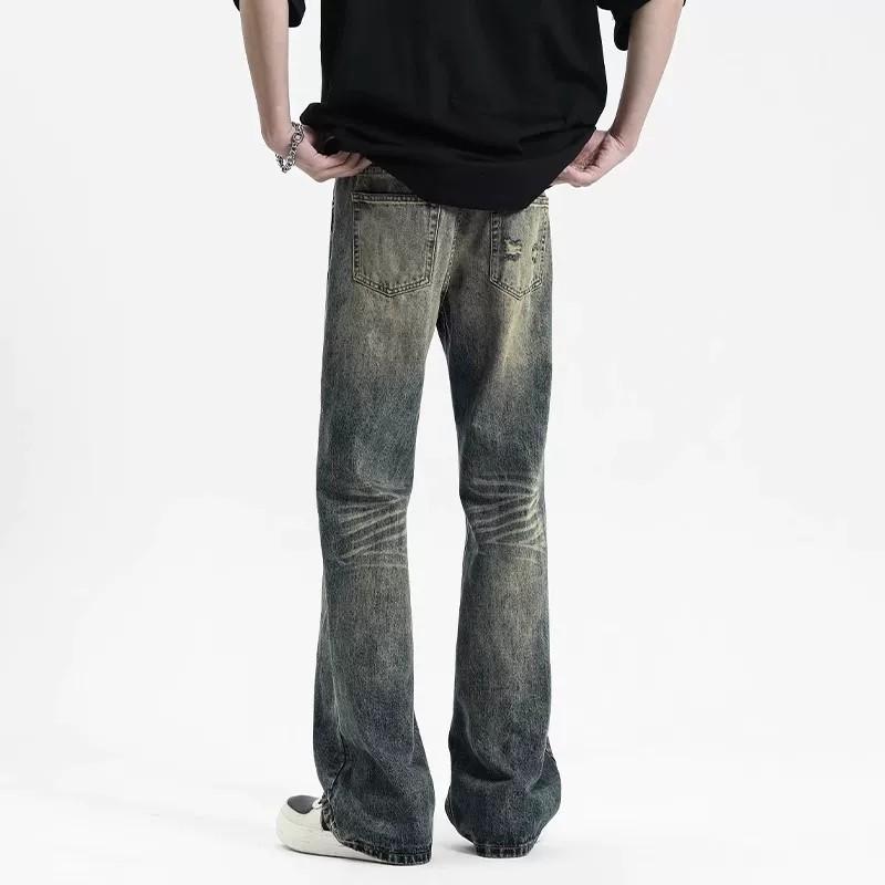 American high street retro washed vibe jeans men's and women's tide straight tube slightly stretched thin cleanfit trousers