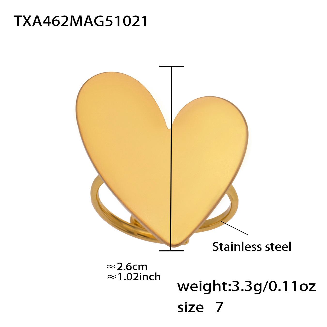Enigma Simple Stainless Steel Geometric Love Earrings Ring Necklace with Link Chain 18K Gold Plated Anniversary Fashion Jewelry