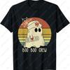 Boo Boo Crew Nurse Halloween Graphic T Shirts Spider Web Woman Men Cotton Tshirt Tops Lovely Ghost Nurse Crewneck T-shirt
