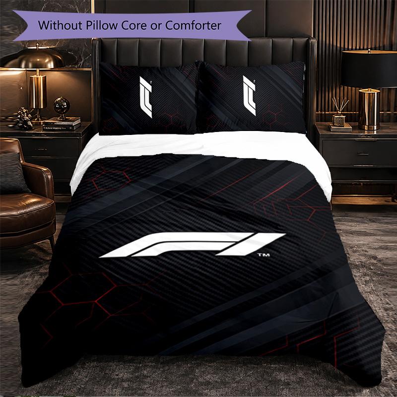 Set Biancheria da Letto 3 Pezzi in Microfibra con Motivo F1 Decorativo Copripiumino per Camera da Letto Uso Domestico