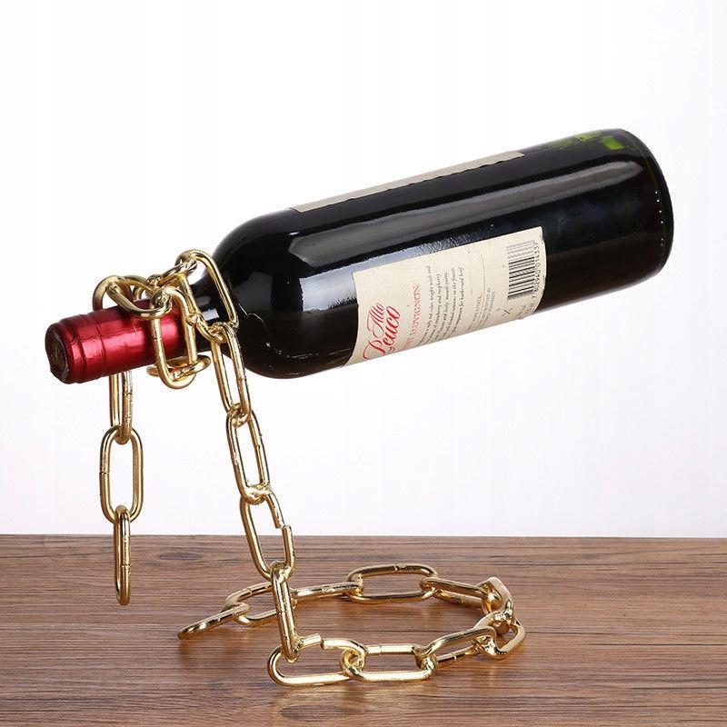 Wine Holder Stand Bottle Alcohol Gold Chain Stylish Gift