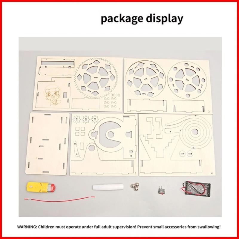 Assembly Wooden Mechanical Marble Track Gear Model Physics Teaching Tool for Homeschooling Classroom Science Education