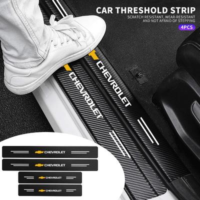 4pcs Car Door Plate Carbon Fiber Threshold Protector Sticker Decals For Cruze Captiva Sail Corsa Aveo Car Accessories