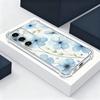S25 Ultra Case Blue and White Flowers Pattern Clear Soft Cover For Samsung Galaxy S25 Edge S24 Ultra S23 S22 Plus S21 FE Capa Funda