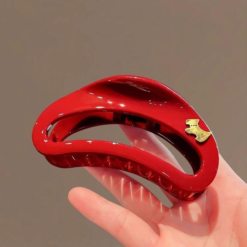 1pc New Ankela Red Headpiece with Red Grab Clip, High End Large Hair Volume, Shark Clip, Back of Head Hair Grab