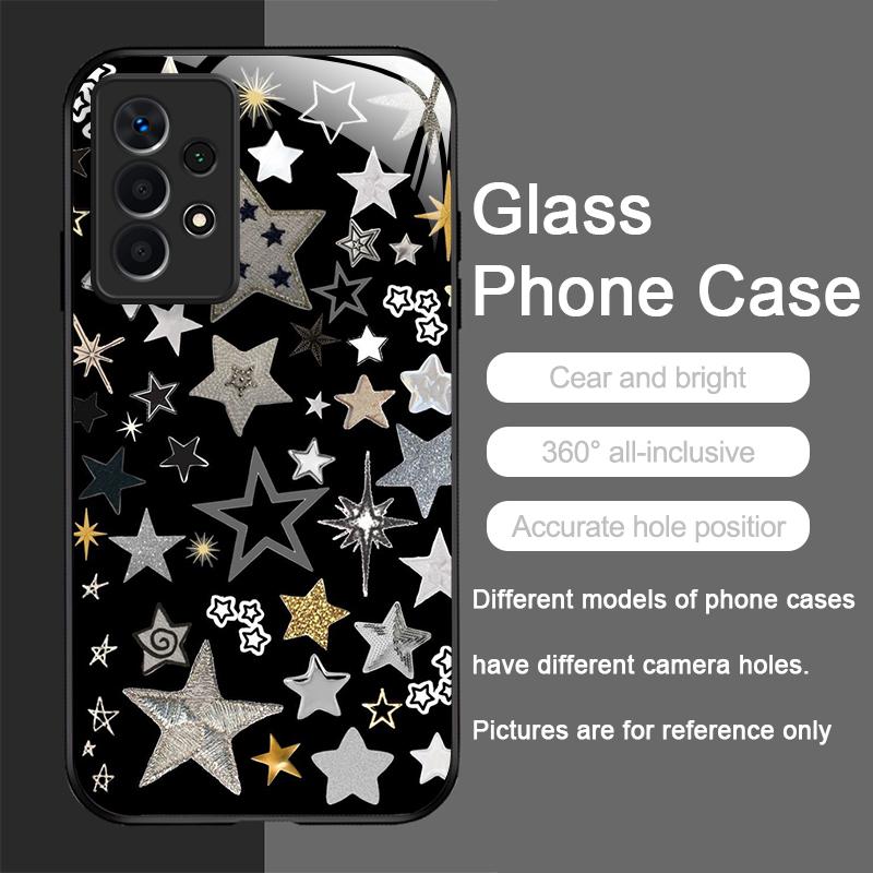 

Закаленное Стекло Чехол для Телефона для Samsung Galaxy S25 Ultra S24 S23 Plus S22 S21 S20 FE A56 Роскошный Ретро Стиль Звезды Планета Y2K Чехол For Samsung S25