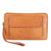 Men's leather pouch with wrist strap