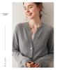 Round Neck Loose Cashmere Cardigan: Women's Long Sleeve Knit Sweater with Pockets - Autumn/Winter Outerwear.