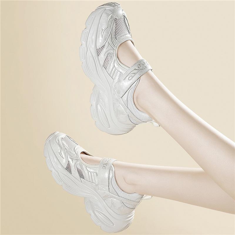 Mesh breathable shoes women's summer non-slip not tired feet show legs long dad shoes versatile platform casual shoes