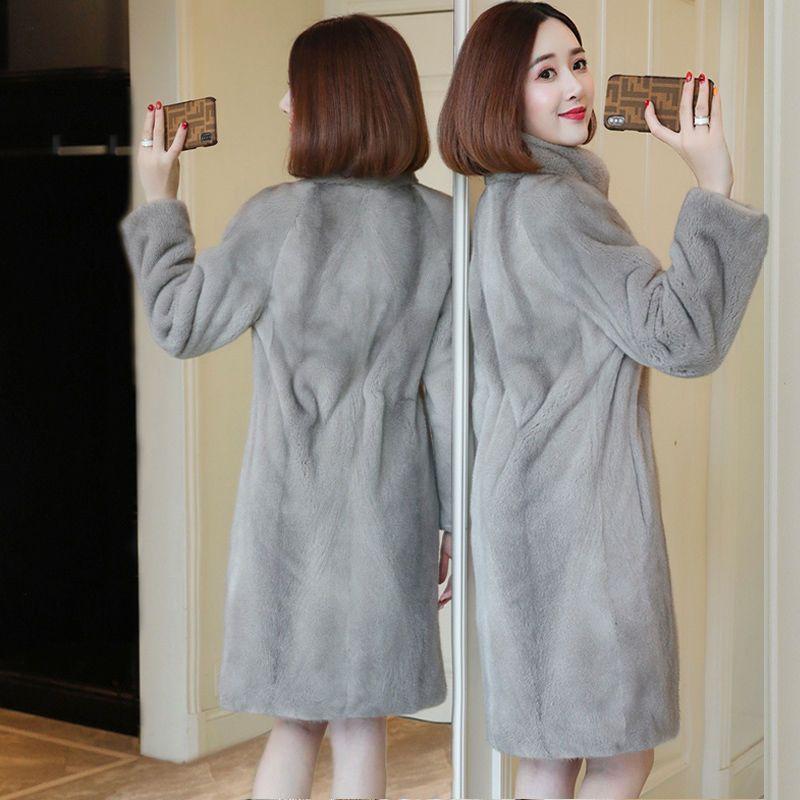 Faux Fur Coat, Elegant Thermal Solid Long Sleeve Knee Length Coat for Fall & Winter, Women's Clothing