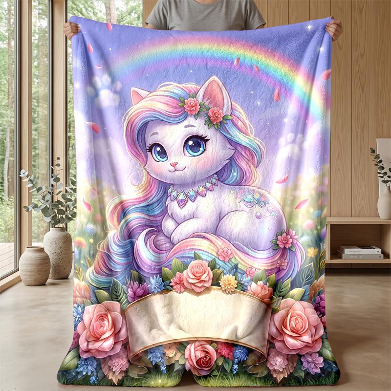 Rainbow Unicorn Fantasy Theme blanket Lightweight Warm Flannel Blanket Decorative Throw Blanket for Home Decoration