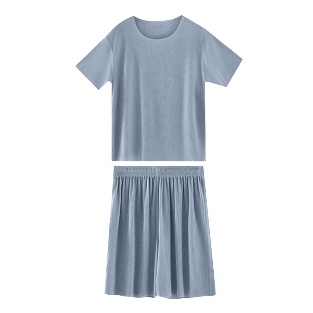 Children's Summer Loose Casual Round Neck Shirt Short Sleeve Shorts Pajamas Set