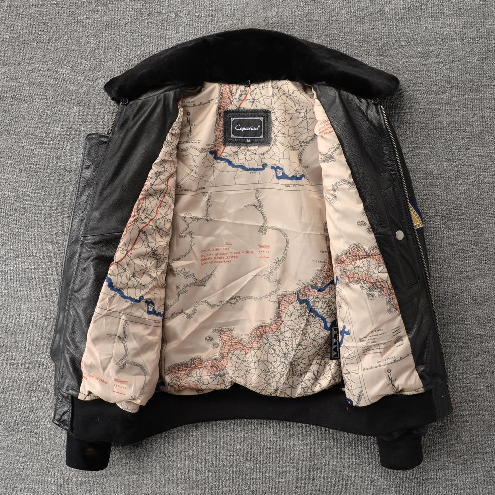 Genuine CowMen Leather Jacket Detachable Fur Collar Top G1 Flight Suit Jackets For Men Military Aviator Cowhide Coat Winter