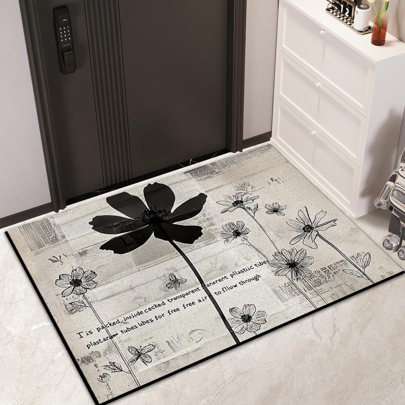 Entry Door Floral Silk Floor Mat Household Entrance Door Dirt Mat Outdoor Dirt Resistant Dust Removal Can Be Tailored Carpet