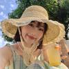 Straw Sun Hat Women Foldable Breathable Adjustable Size Lace Trim Beach Hat Outdoor Activities Sports Daily Wear