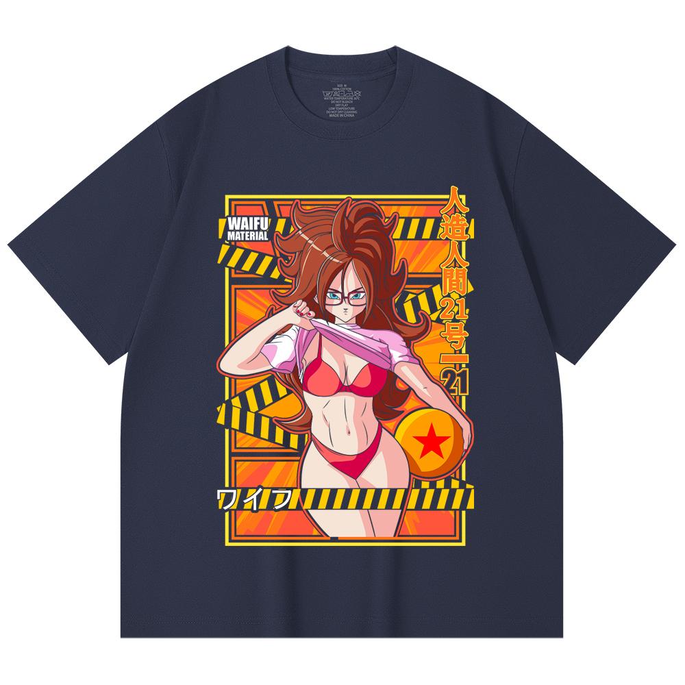 230 Gsm 100% Cotton Dragon Ball V25 Android 21 Waifu Print Unisex Heavy Cotton T Shirt