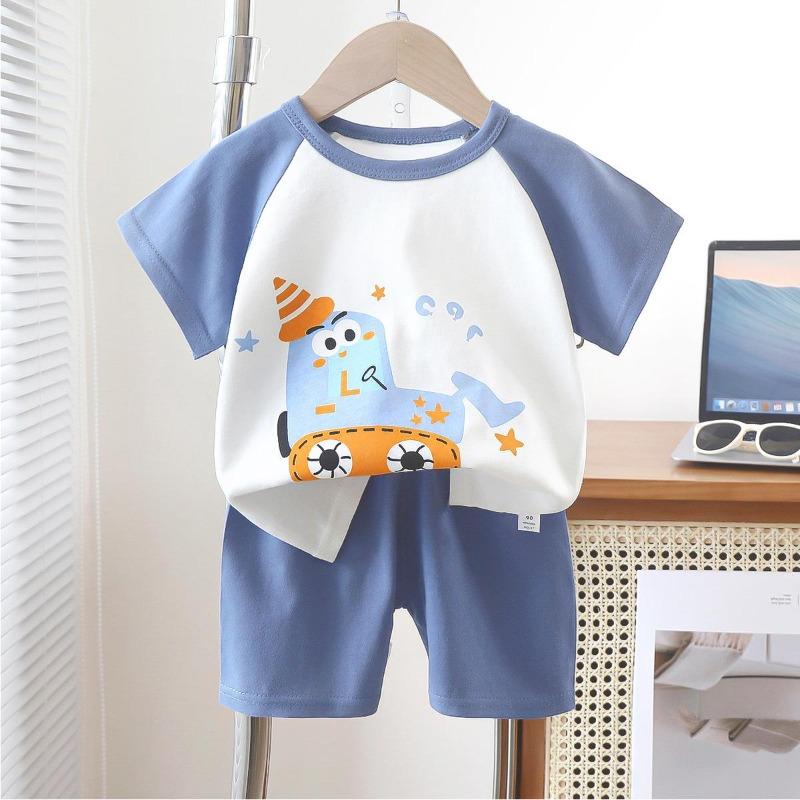 Set Tuta Sportiva Estiva da Bambino con Stampe di Cartoni Animati per Bambini Piccoli