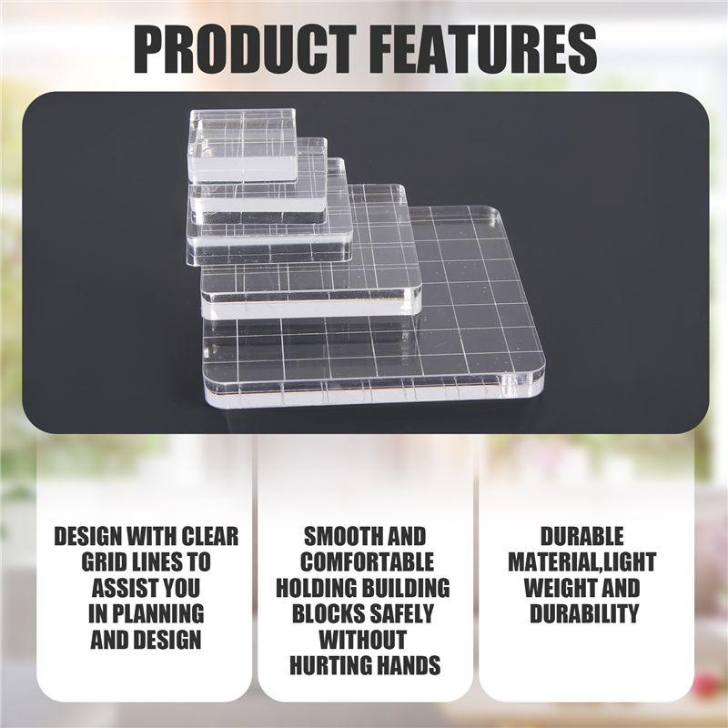 Good-6 Pieces Stamp Blocks Acrylic Clear Stamping Blocks Tools With Grid Lines For Scrapbooking Crafts Making