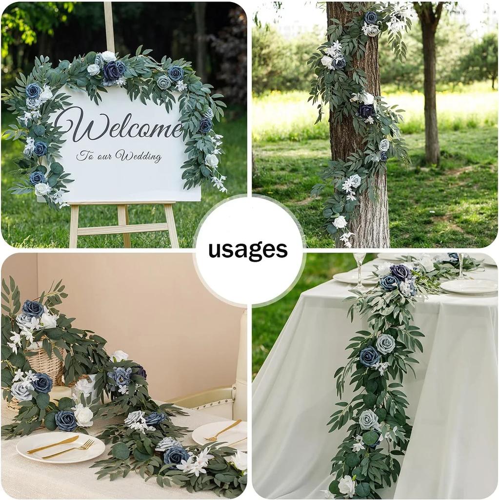 Artificial Flower Garlands for Table Runner Eucalyptus Sweetheart Table Centerpieces for Backdrop Boho Wedding Decoration