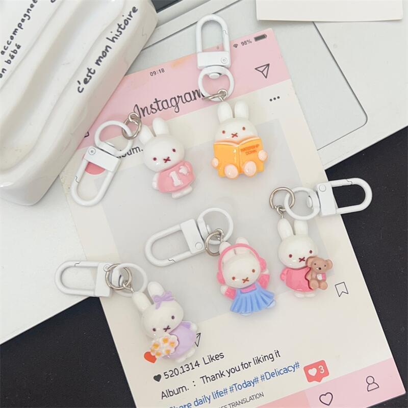 5 pezzi portachiavi Miffy creativo di alto valore cartone animato animazione bambola forma bambola cuore di ragazza studente fai da te zaino ciondolo decorazione