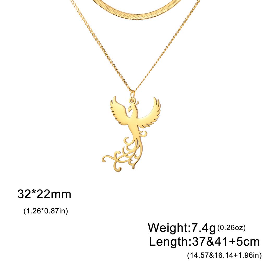 Exquisite Phoenix Flamingo Pendant Necklace Stainless Steel Natural Animal Unisex Rebirth Bird Natural Talisman Jewelry