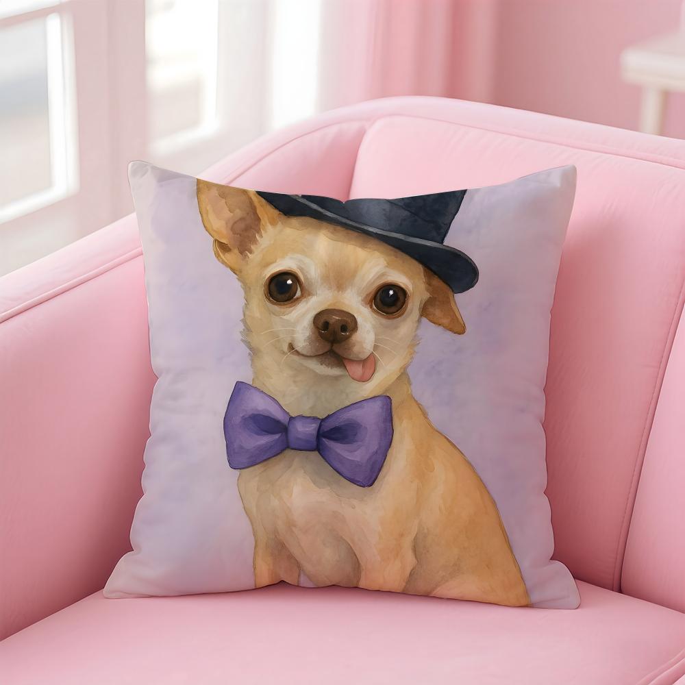 NICE CUTE Chihuahua dog Cushion Cover Pillow Case Soft Friendly Fabric  Concealed Zipper