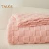Flannel Blanket Thickened Double-sided Plush 3D Checkered Texture Solid Color Office Nap Home Bed Sofa Travel Cozy Warm Winter Blanket