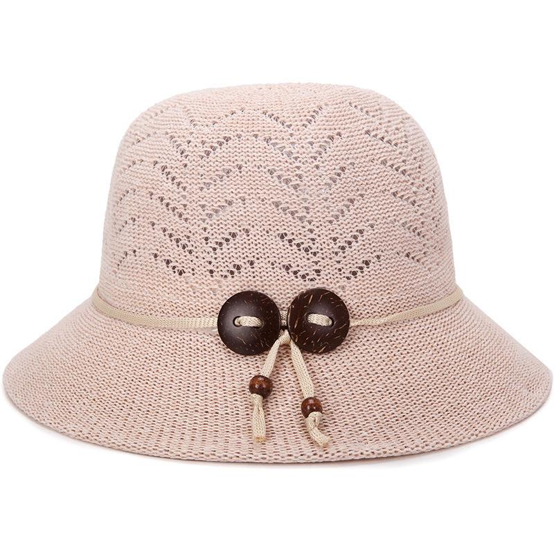 Middle-aged and elderly women's openwork sun hat, casual breathable sunshade bucket hat, fashionable sun protection hat