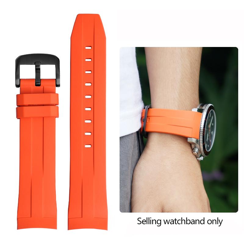 Curved End Rubber Watchband For Tissot 1853 Starfish Diving T120 Silicone Strap T120417A Wrist Bracelet 22mm Male Black Blue
