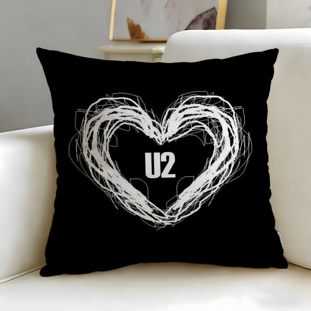 Classic Band U2 Cushion Cover Soft EasyWash Pillow Case Versatile for Couch Bed Travel and Office