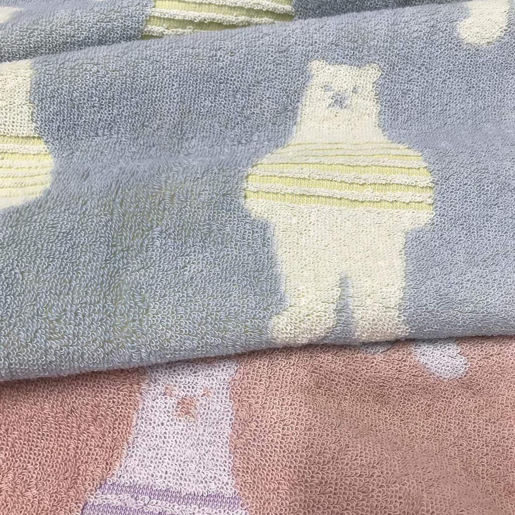 Imabari Towel Gift 1 Bath Border Bear Made in 60x120cm Set, Towel, Pattern, Blue, Japan, Boxed,