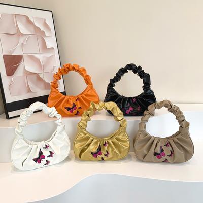Nouveau Sac Tendance d'Été en Forme de Croissant à Porter Sous l'Aisselle pour Femmes Sac Plissé Nuage Texture Style Coréen Sac Bandoulière Épaule