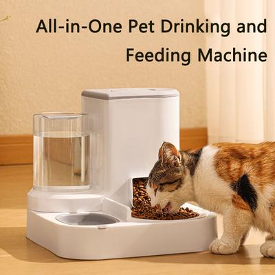 2-In-1 Pet Automatic Feeder Large Capacity Cat Drinking Fountain Water Dispenser Dog Food Bowl Dry Wet Separation  Cat Feeder