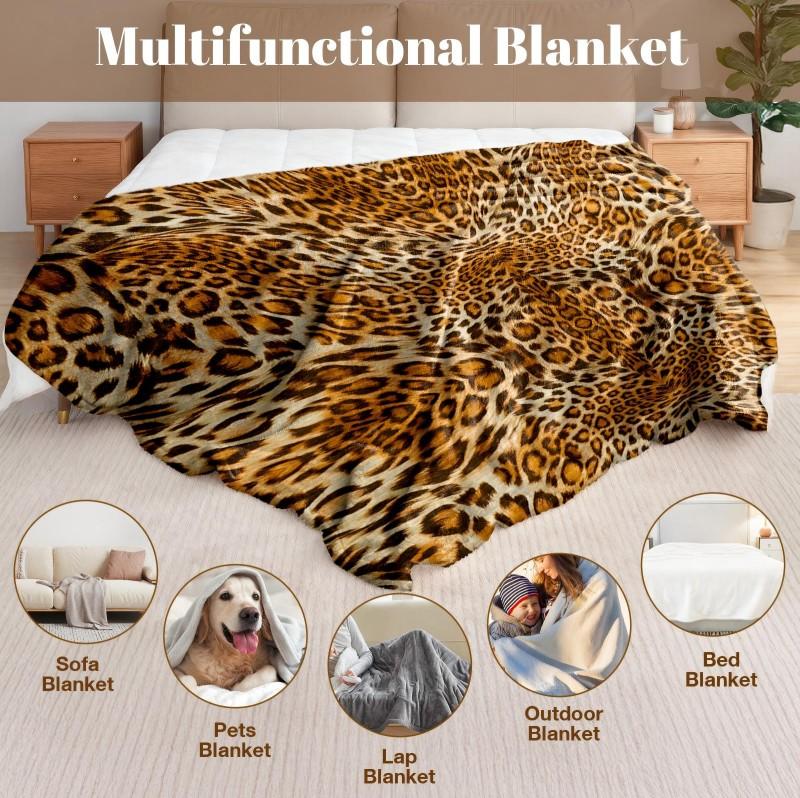 1 Stück Decke Leopardenmuster Kunst Kuhfellmuster Flanelldecke Dünne Decke Weich Warm Decken Festivalgeschenke für ganzjährige Nutzung