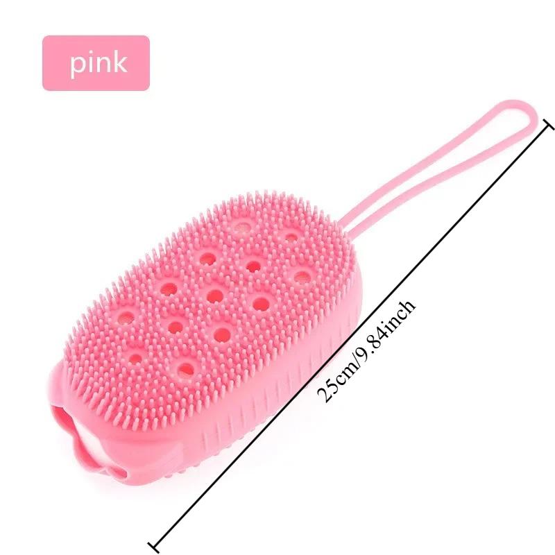Soft Silicone Body Scrubber Multi-purpose Shower Exfoliating Brush Bubble Massage Sponge for Full Body Skin Cleansing розовый