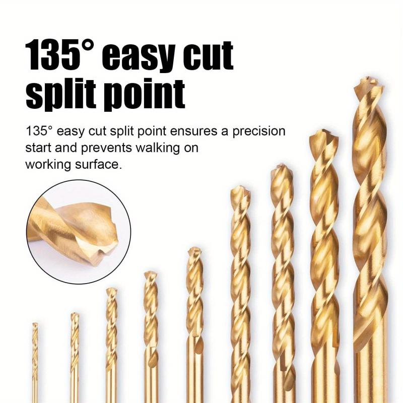 13Pcs Titanium Plated Twist Drill 1.5-6.5Mm Hexagonal Handle Electric Drill Driver Drilling Air Screwdriver Tool Accessories Set