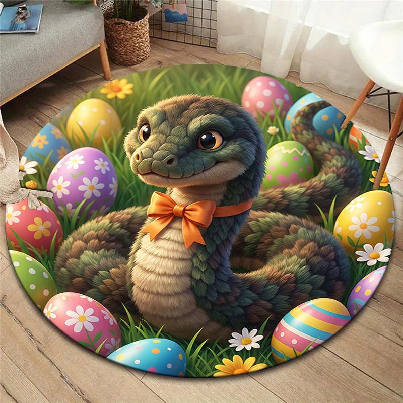 Magical Easter Egg Round Area Rug,Carpet Rug for Living Room Bedroom Sofa Playroom Decor,Non slip Floor Mat