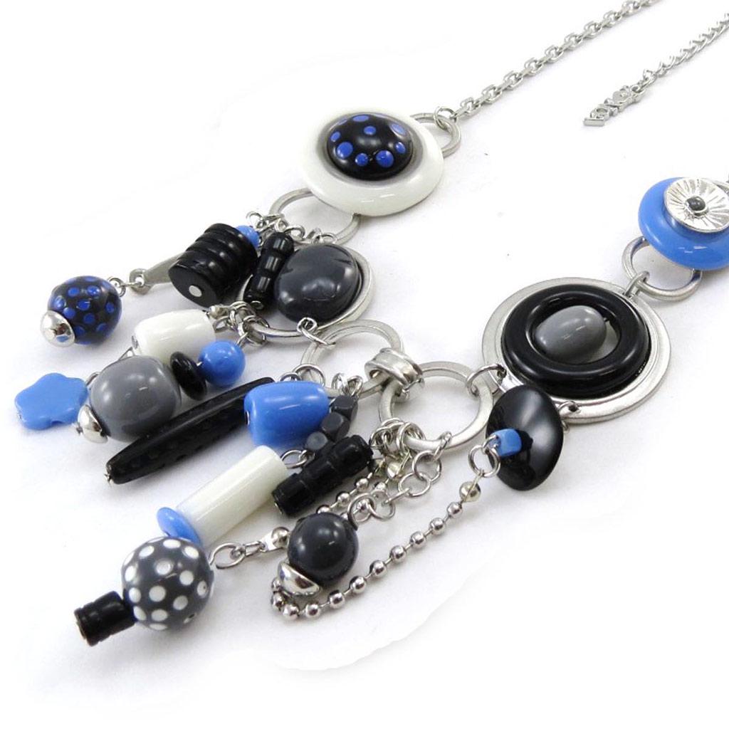 NOA [J3193] - Designer Necklace 'Pimprenelle' Blue Gray