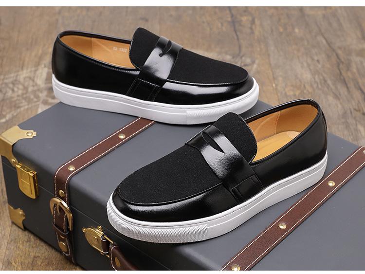 Mocassins Masculinos de Couro Estilo Britânico Tamanho Plus para Uso Casual de Negócios