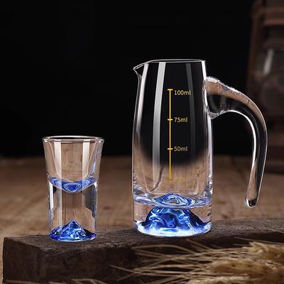 Transparentes Schnapsbecher-Set aus Glas, chinesischer Schnapsglasbecher mit abgestufter Linie, Spirituosenglasbecher, Trinkgläser